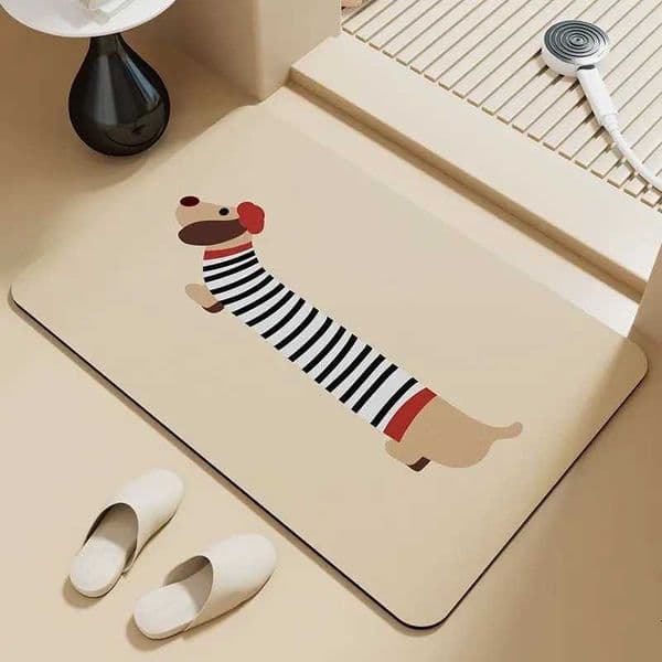 Dachshund puppy absorbent floor mat diatom mud bathroom door foot pad non-slip toilet door cute foot pad Y251117