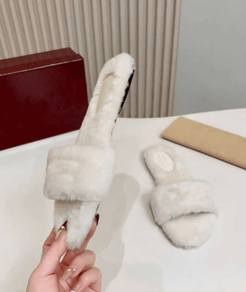 Winter Slide Woman Flats Warm Sandals Fur Open Toe Slippers Women's Siaga Shearling Slides Flats Sandal Slip on Wool mules Flip Flop With Box EU35-43