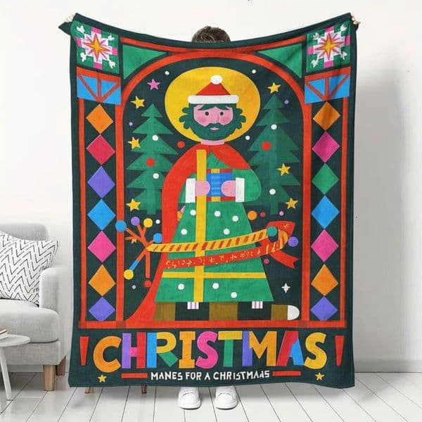 Cuddly Christmas Spirit Snuggle Rug with Unique Animated Artwork by Saint Customization