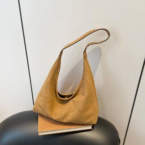 Totes Stylish Women Faux Suede Large Capacity Shoulder Versatile Patchwork Design For Daily Use