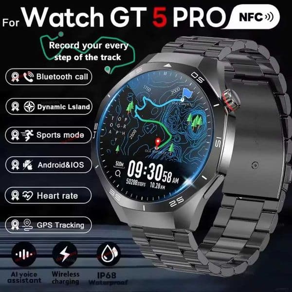 2025 NEW Watch GT5 PRO Smartwatch GPS Tracker AMOLED Screen Call NFC Men Smart Watch Outdoor Sports Waterproof WatchesM251117