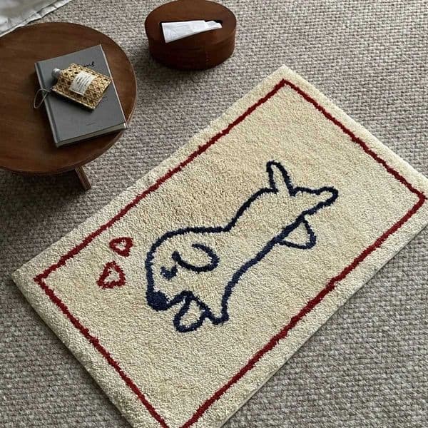 VIKAMA Cute Pet Love Heart Puppy Carpet Plush Warm Non Slip Bedroom Entrance Carpet Ins Style Home Decoration Floor Mat Y251117