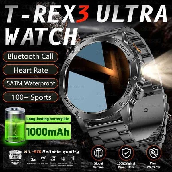 New Military T-REX3 Ultra Smart Watch 1000Mah Battery Voice Call GPS Track 5ATM Waterproof Tactics Sport Fitness Smartwatch MenM251117