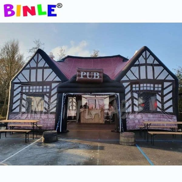 Bespoke 10mLx5mWx5mH (33x16.5x16.5ft) traditional english local inflatable bar pub with 2 entrances full printing irish pubs for party