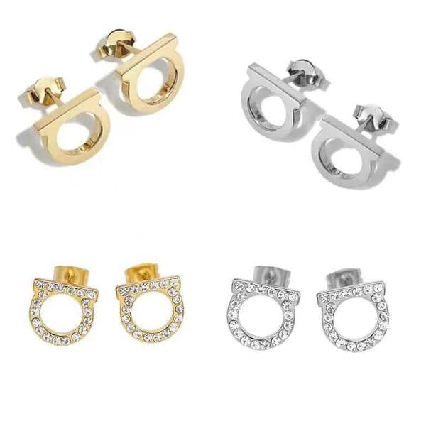 2PC lightweight luxury high-end feeling simple stainless steel letter D earrings womens universal earringsXJ250418
