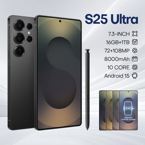 New S25 Ultra Cellphones Android 14 Cell Phone 73HD 5G Mobile Phones Global Version Smartphone Dual SIM Card 7800mAh Q260428