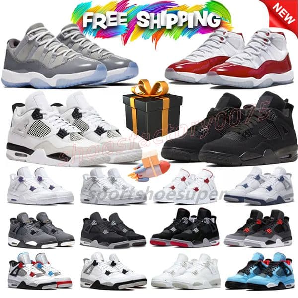 Men Women 4 Basketball Shoes 4s Mens Sport Ttrianers Black Cat Black Sail Olive Fire Red canary Grey 11 11s High Low Top Womens Sneakers S S