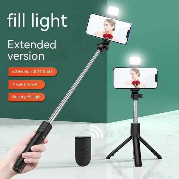 Selfie stick remote control tripod with LED fill light foldable stand suitable for Youtube Tiktok video live streaming stand Z250418