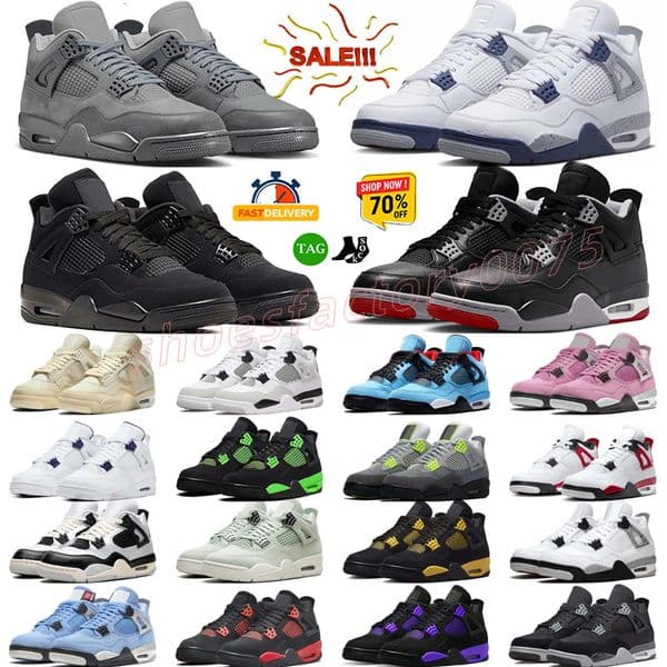 with box Designer shoes 4 Basketball Shoes for Women Sail Red 4s Black Cat Cement Yellow Thunder White Grey Blue j4 University Seafoam Men S