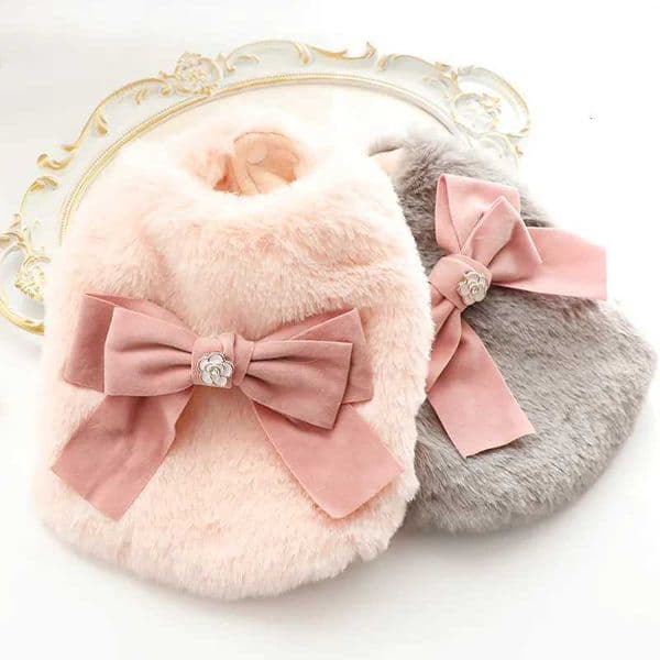 Pet Autumn and Winter Clothing Plush Dress Princess Plush Bow Small Dog Pet Coat Dog Dresses for Small Dogs Puppy Clothes C251118