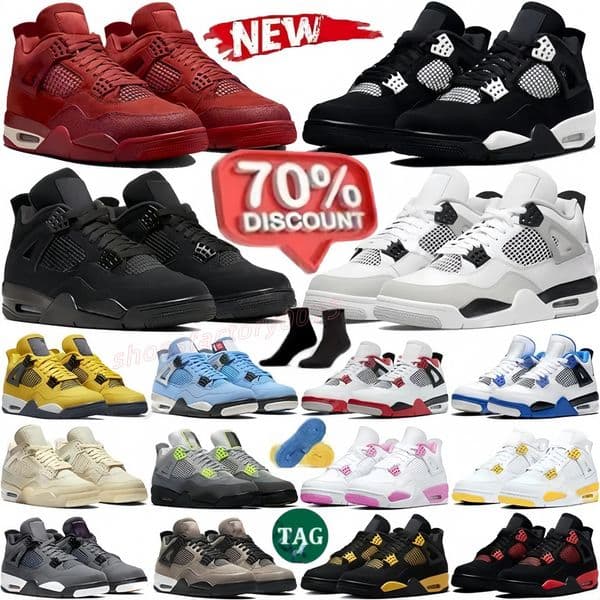 Designer Shoes 4 Basketball Shoes For Men Women 4s Sneaker Black Cat Pine White Red Thunder Unc Cacao Medium Olive Sail Mens Trainers Sports S