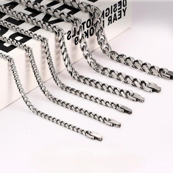 11/13/15MM Stainless Steel Six-sided Cuban Chain Necklace/Bracelet Jewelry Buckle Domineering Men's Punk Hip-hop Jewelry