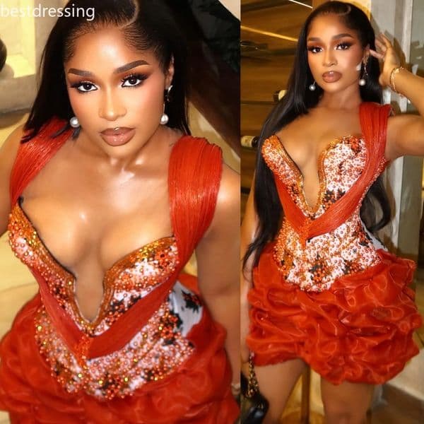 Little Red Short Cocktail Dress Crystals Dazzling Mermaid Printed Mini Graduation Homecoming Dresses for Special Occasions Sweetheart Gowns 1118