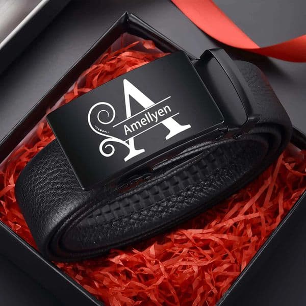 Engraved Name Letter Alloy Automatic Buckle Mens Belt Personzed Waistband Gift for Father Husband Boyfriend Gift for Him W251118