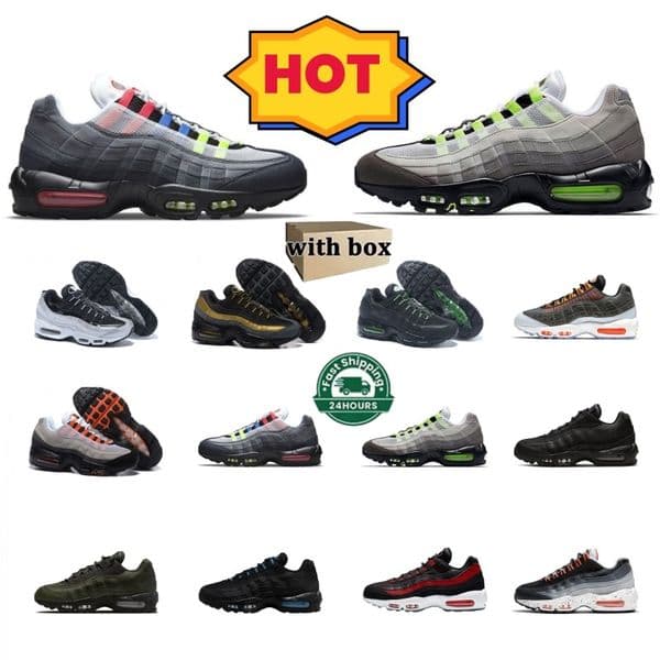 NEW Top quality 95 running shoes men women Designer sneakers Triple Black white Solar red flats breathable 95s trainer fashion mens Outdoor sports tra D10C#