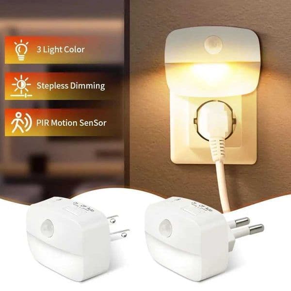 Led Night Light With Motion Sensor EU US Socket AC 85-265V Pir Human Induction Lamp 3 Colors Plug In Wall For Bedroom Hallway M251118