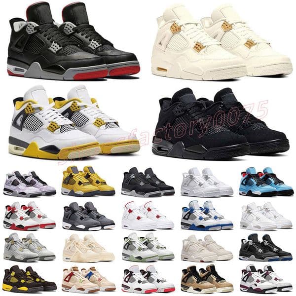 Designer 4 4s Basketball Shoes Black Cat Gold White Sail Red Cement Thunder Grey University Blue Pine Seafoam S