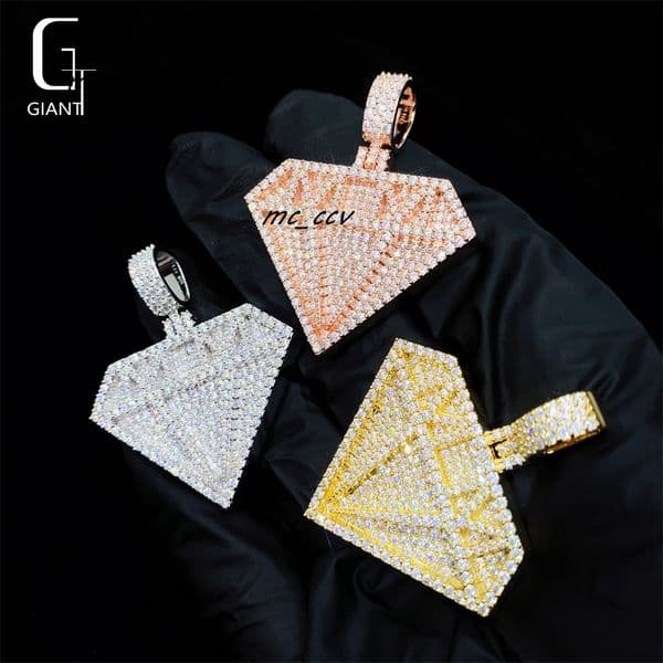 Fashion Gemstone Shape Pendant 925 Sterling Silver Moissanite Hip Hop Iced Out Pendant Jewelry Moissanite Pendant