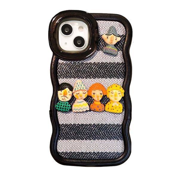 Stripe Doll Lanyard Phone Case Compatible with iPhone 17/16 Pro Max Dual Stand Niche Silicone Protective Case iPhone 16/15