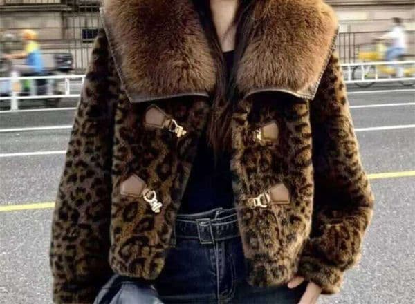 Women's Wear High Quality Fashion Collor Mink Jacket New Short Design Thick And Warm Leopard Print Imitating Fur Coat