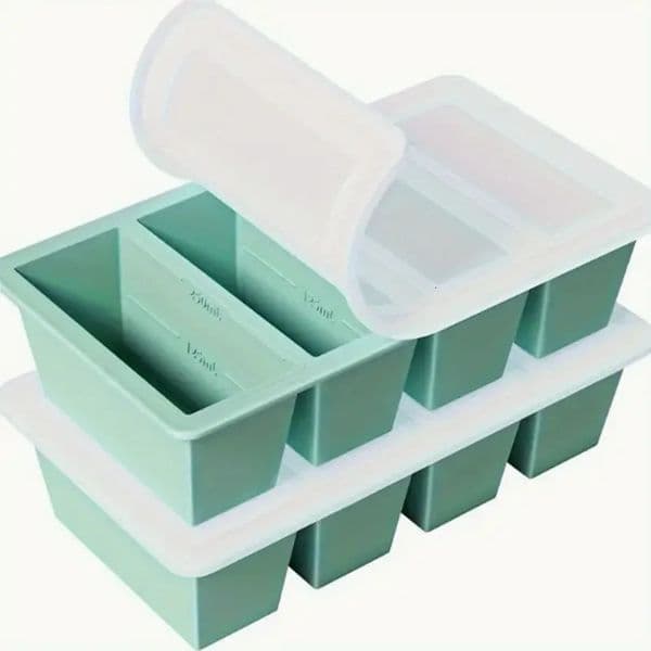 1pc Giant Storage For Food Meal Sauce With Lid Silicone Freezer Trays Large Soup Ice 4 Cubes Tray Food Freezing Molds 250415