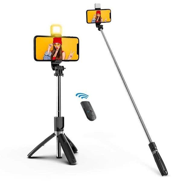 3-in-1 wireless selfie tripod with fill light shutter remote control portable folding monopod suitable for smartphones Z250418