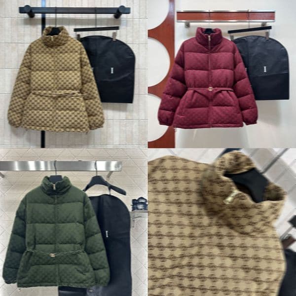 Designer Womens Down Jacket Full Letters Embroided Luxury Design Winter Thickened Jacket With Belt Long Sleeve Warm Coat For Women