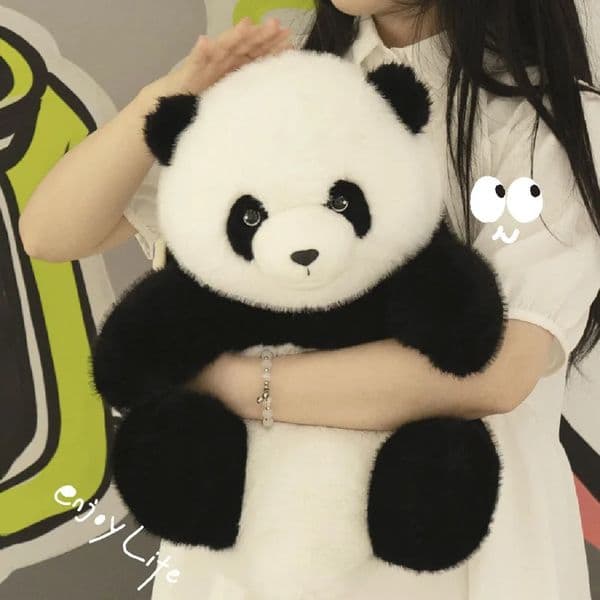 Simulation Realistic Fluffly Five Months Old Huahua Panda Plush Toys Kawaii Stuffed Animal Cute Bear Plushie Doll for Girls Gift 250418