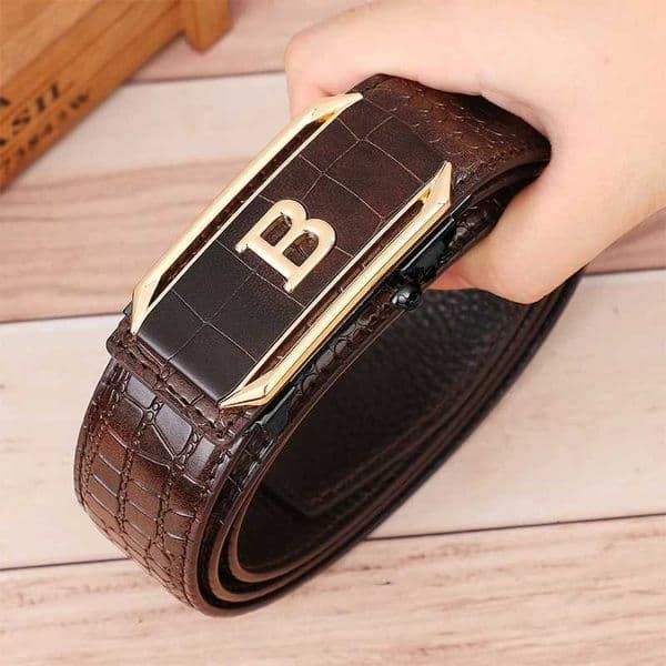 Mens Automatic Buckle Crocodile Pattern Belt - Tren Design Ideal for Jeans and Various Outfits ential Mens Accory W251118