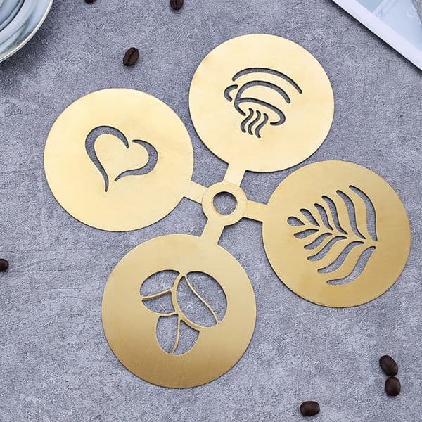 Stainless Steel Coffee Stencil Latte Cappuccino Decorating Stencils Cake Cookie Spray Paint Art Baking Mold For Barista Template 250414BJ