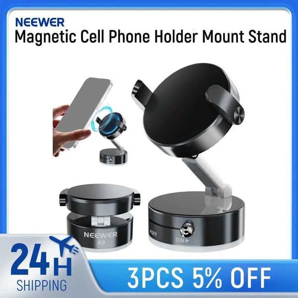 NEEWER Magnetic Cell Phone Holder Mount Stand with Vacuum Suction Cup for Your Car Windshield Dash Gym For iPhoneM251118