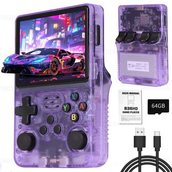 R36HD Portable Retro Handheld Game Player 35 inch I Screen Video Game Console 64G Built-in 20000 Games For 1/GBA/FCW251118