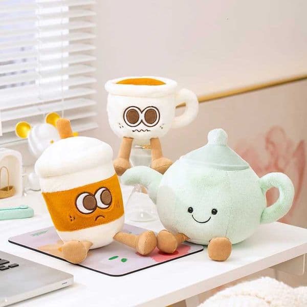 Funny Plush Coffee Cup Mug Teapot Toy Collectible Bottle Plushie Travel Companion for Adults And Kids Play House Birthday Gift Z251118
