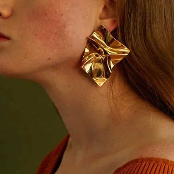 Elegant large hanging geometric earrings suitable for women Tren Dangle jewelry statement wholesaleXJ250418