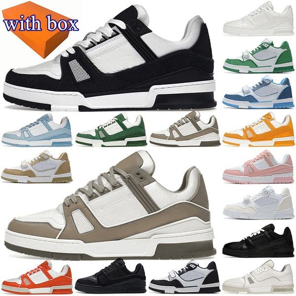 with box designer trainers Casual Shoes mens womens platform Low black white baby blue navy orange green Pink mens tennis fashion sneakers outdoor trainers Party
