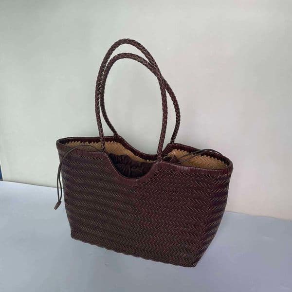 Genuine Leather Hand-Woven Large Capacity Imported Cowhide French Vintage Vacation Beach Women's Hand-To-Door Tote Bag 251118