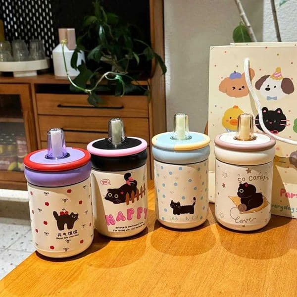 Winter 500ML Thermal Water Bottle With handle 316 Stainless Steel Vacuum Portable Lid Straw Drinkware Car Cup C260128