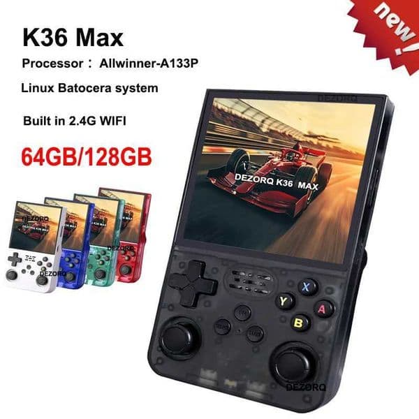 Portable Retro Handheld Game Console 4-Inch I Screen K36 Max Video Gaming Player Linux System Built in 10000 Games for PW251118