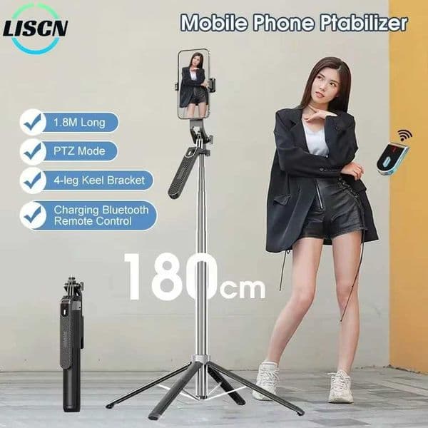 LISCN selfie stick 1.8M pan anti shake camera stabilizer with remote control for automatic balance selfie stick tripod Z250418