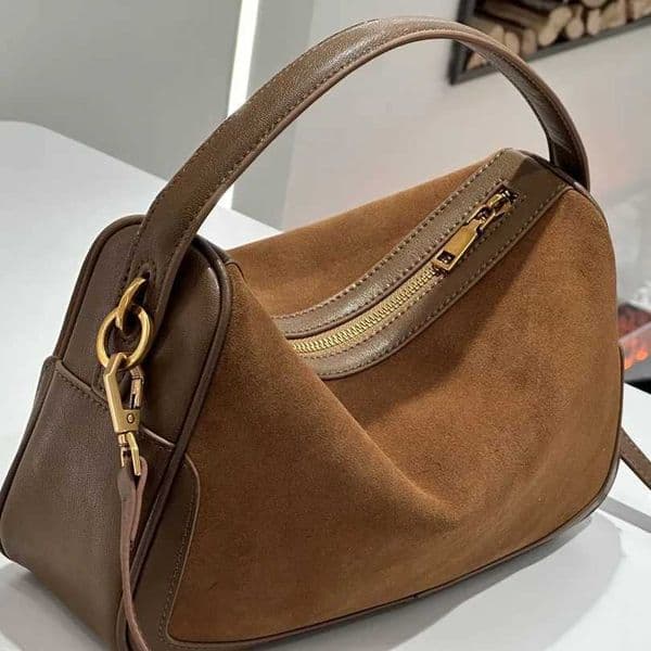 Winter Womens Suede Genuine Leather Fashion Crossbody Bag Luxury Designer Womens High-Quality Temperament Shoulder HandbagsW251118