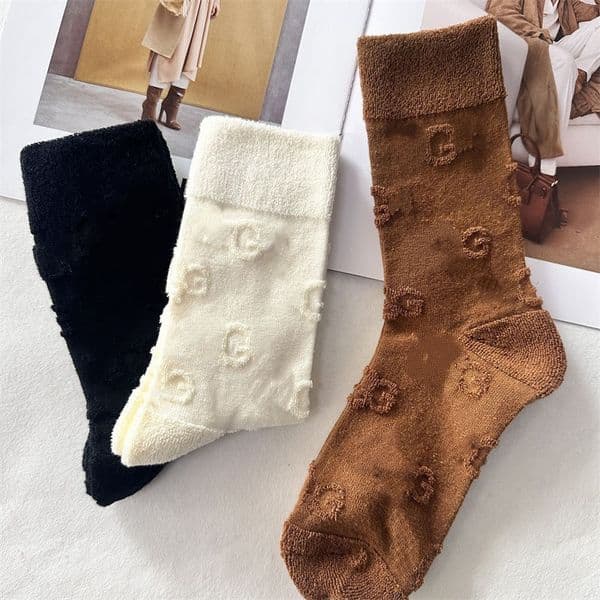 3474 Autumn Winter Womens Thick Fleece Mid-Calf Socks Long Length Sport Socks Warm Insulated Footwear Accessory Fleece Socks 3pair/lot