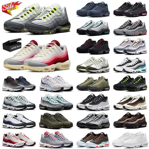 With box Running Shoes 95s Designer Shoes Classic Triple Black White Yellow Cool Grey Olive Midnight Navy Fashion 95 Trainers Outdoor Men Women Sports Sneakers