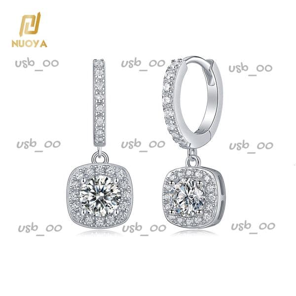 Nuoya Women Luxury Fine Jewelry 05 Carat Iced Out Vvs Moissanite S925 Sterling Silver Hoop Earrings Women for Party Gift