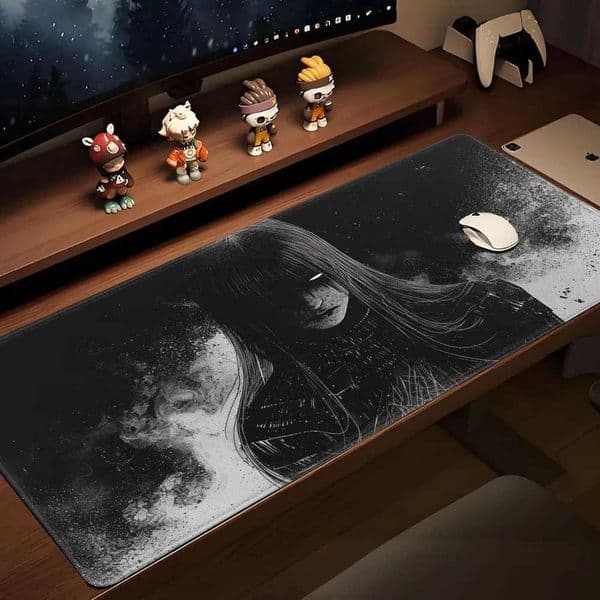 Dark Girl Mouse Pad XXL Computer Laptop Keyboard Mouse Mat Black and White Anime Girl Mousepad Office Gamer Keyboard PadM251119