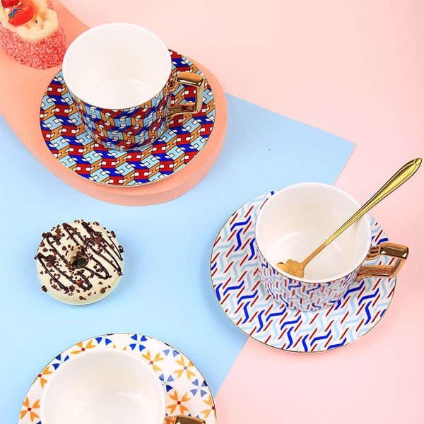 Cross-Border British Style Ceramic Small Luxury INS Coffee and Saucer Set Office Afternoon Tea Cup