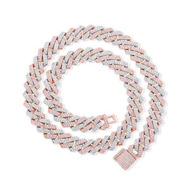 Hip Hop Jewelry 13mm 15mm Rose Gold Two-tone Iced VVS Moissanite Cuban Chain Bracelet