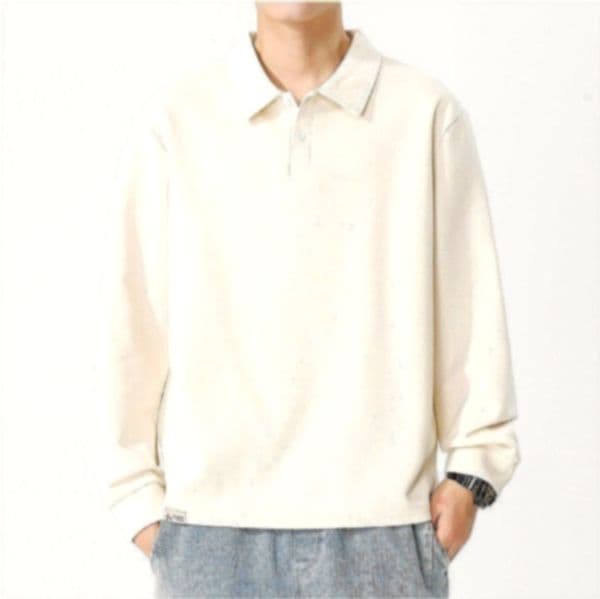 H335 Men Long-sleeved Autumn and Winter Heavy Loose Solid Youth Casual