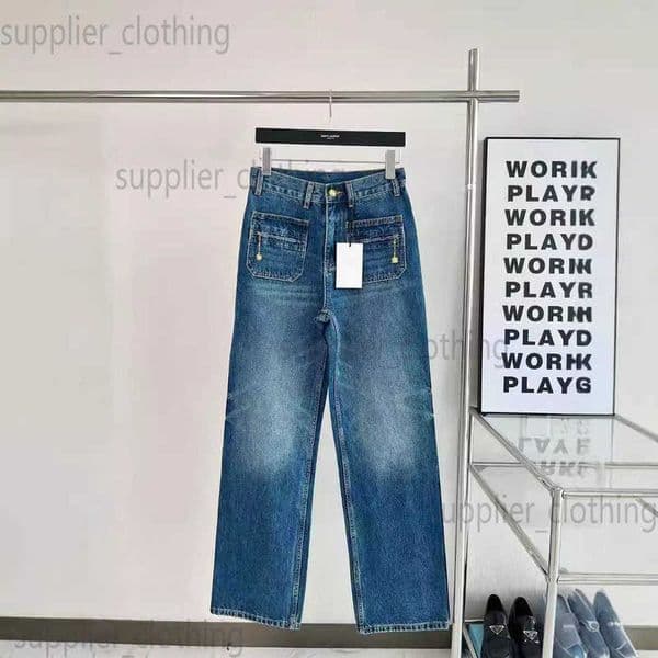 Women's Jeans designer High end women's clothing autumn CE Arc de Triomphe design sense vintage high waisted wide leg jeans pants new 726K