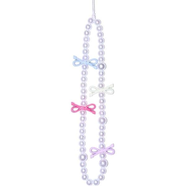 Elegant Beaded Pearl Charms Strap Ribbon Bow Aesthetic Y2K Cell Phone Keychain Cute for Bag Camera USB Decor