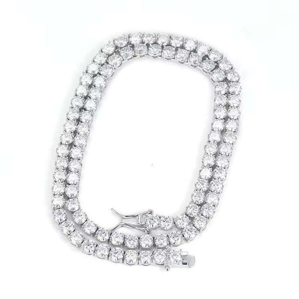 fashion Jewelry Gold Plated Sterling Sier 4mm Wide D/VVS Silicon Stone Tennis Chain Necklace